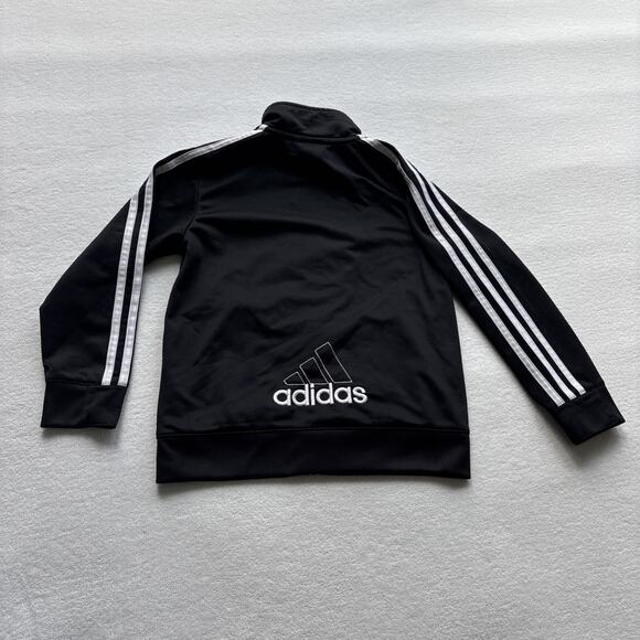 ADIDAS Boys Kids Three Stripe Tricot Classic Activewear Zip Jacket Size 6 Black - Picture 8 of 9